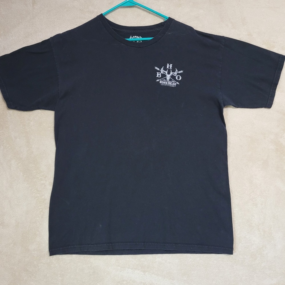 Bone Head Outfitters Graphic Tee Hunting Outdoors American Flag Skull‎ Large